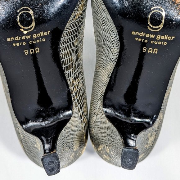 Sz 8 Vintage Italian Leather Closed Toe Heel Pump In Original Box, Andrew Geller - Picture 10 of 11